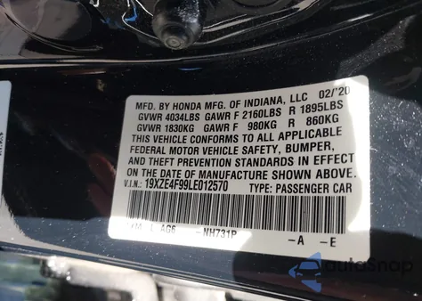 2020 Honda Insight Touring from USA, damaged, VIN 19XZE4F99LE012570